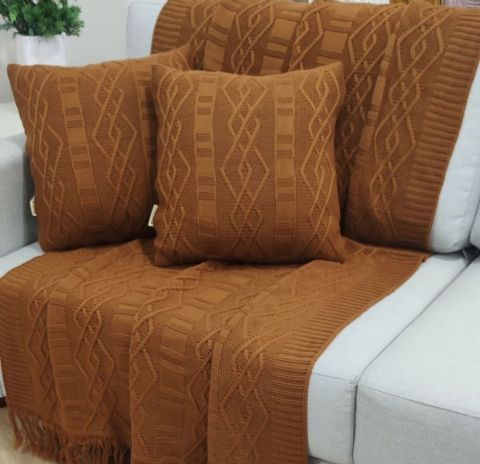 manta em tricô 150x90 Carmen cognac