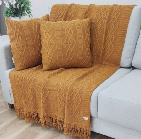 manta em tricô 150x90 Carmen cor linhaça