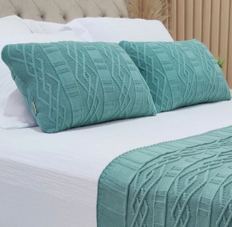capa de almofada tricô 45x45 Carmen cor menta