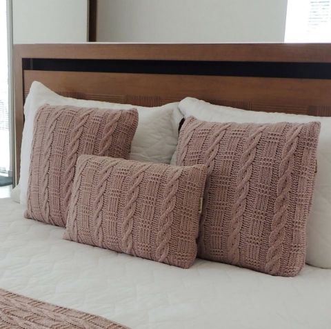 capa de almofada em tricô 45x45 dara cor ballet