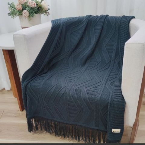 manta em tricô150x90 helena cor chumbo
